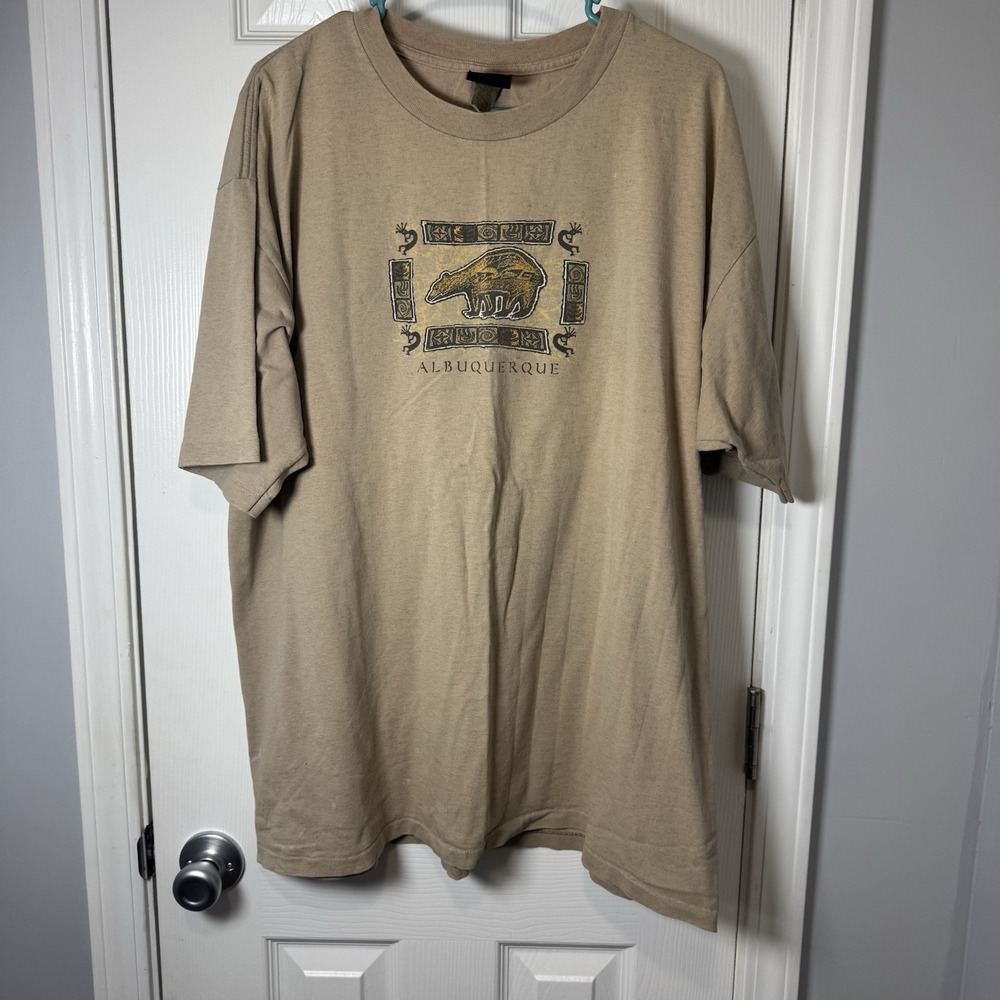 Vintage Y2K Albuquerque New Mexico Brown Tan T Shirt Size 2X USA Single Stitch
